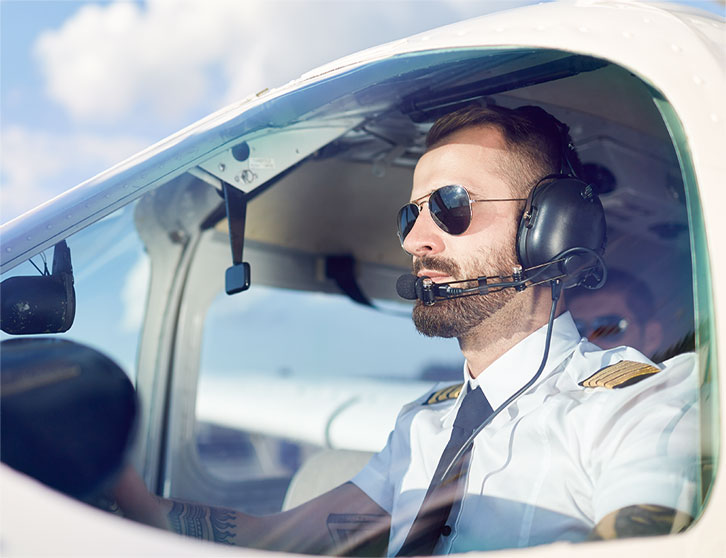 airline pilot with headset